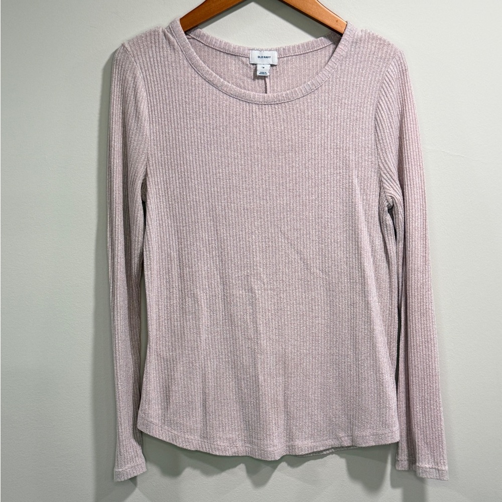 Old Navy Women's Light Pink Ribbed Long Sleeve Tee Size M